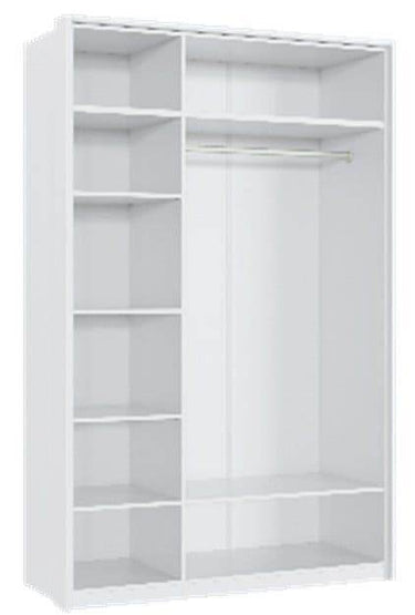 Elegant Rado 3-Door White High Gloss Wardrobe with Mirrored Panel - UK Luxury Furniture